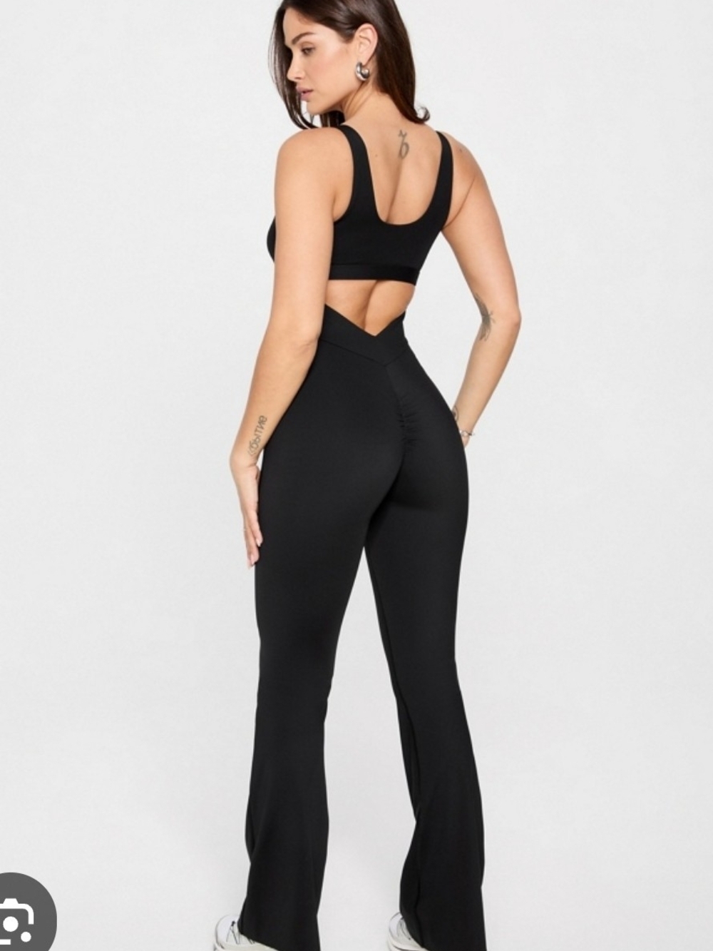 YITTY Black Flare Jumpsuit with Cutout Back